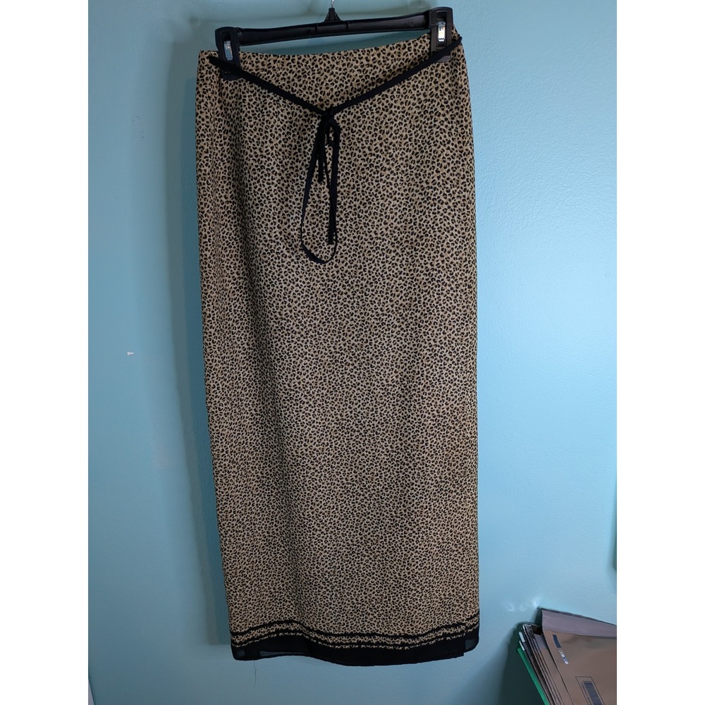Liz Claiborne Collection Leopard Print Maxi Skirt Tan Black Size 8 Animal Print